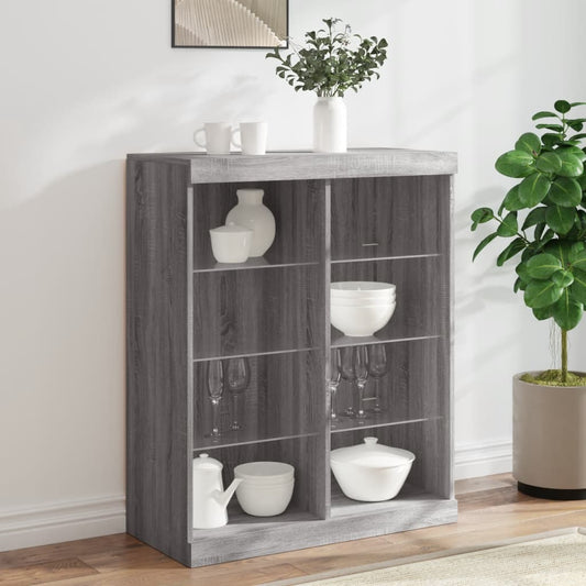 Dressoir met LED-verlichting 81x37x100 cm grijs sonoma eiken is nu te koop bij PeponiXL, paradijselijk wonen!
