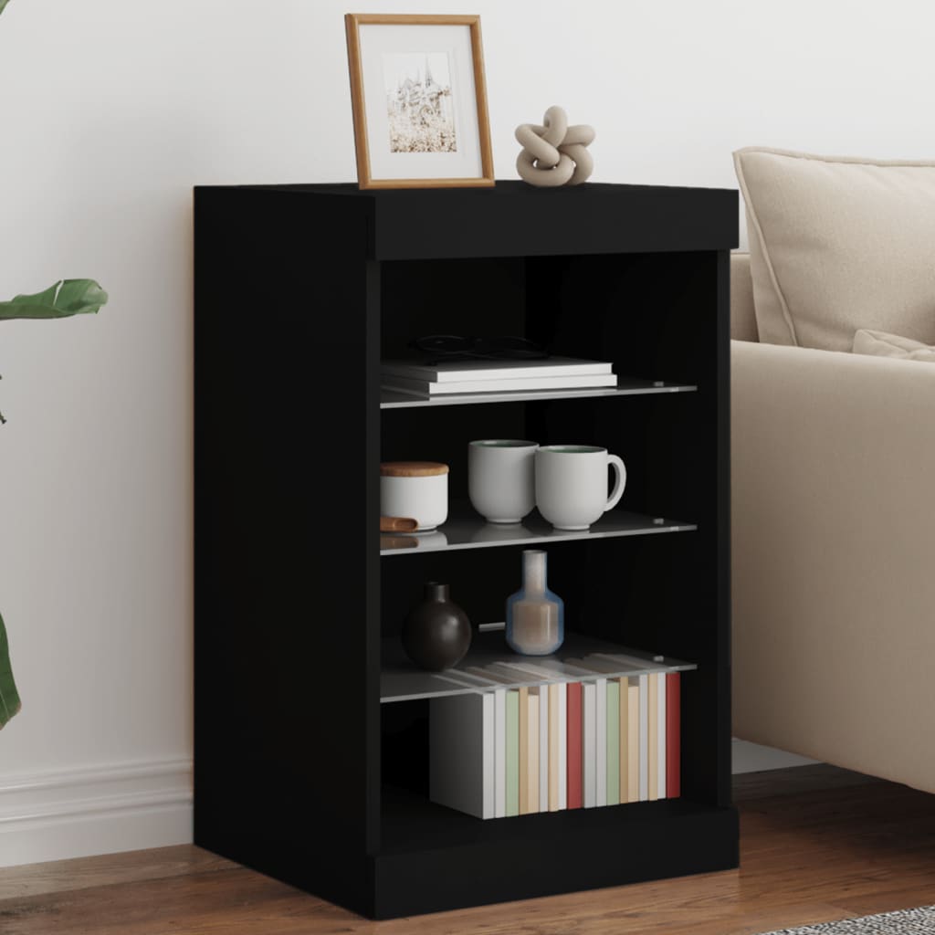 Dressoir met LED-verlichting 41x37x67 cm zwart is nu te koop bij PeponiXL, paradijselijk wonen!