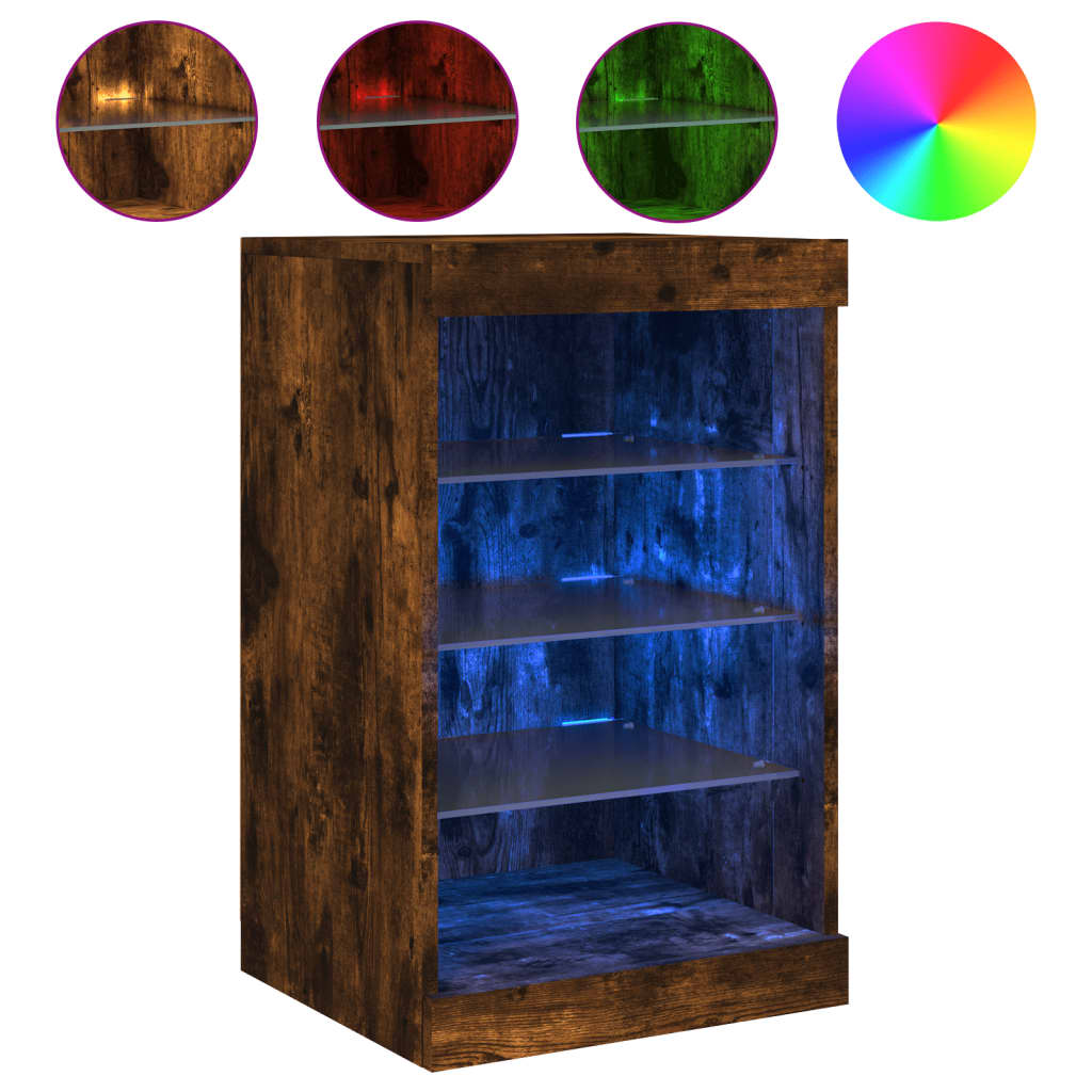 Dressoir met LED-verlichting 41x37x67 cm gerookt eikenkleurig is nu te koop bij PeponiXL, paradijselijk wonen!