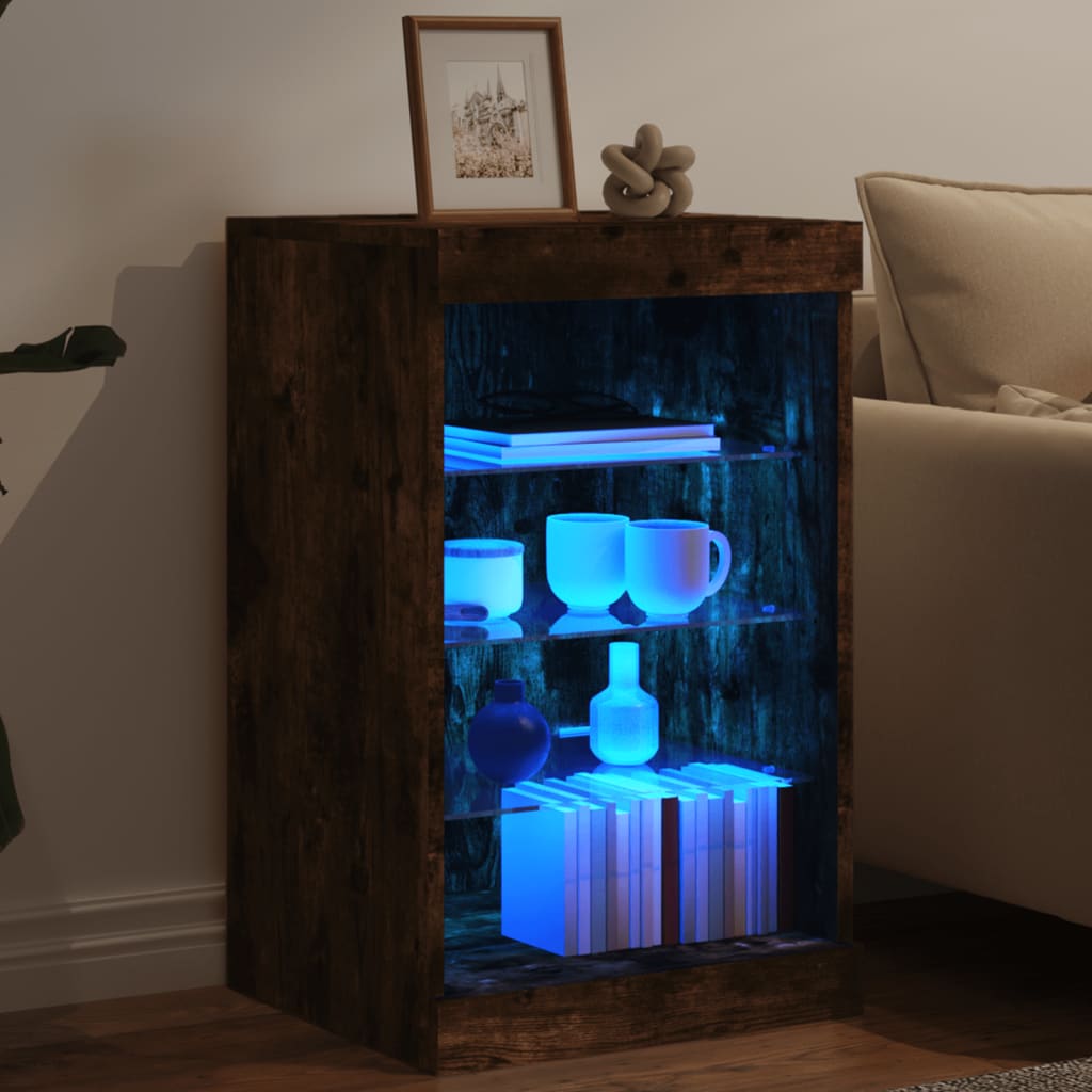 Dressoir met LED-verlichting 41x37x67 cm gerookt eikenkleurig is nu te koop bij PeponiXL, paradijselijk wonen!