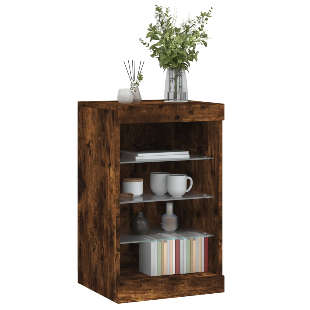 Dressoir met LED-verlichting 41x37x67 cm gerookt eikenkleurig is nu te koop bij PeponiXL, paradijselijk wonen!