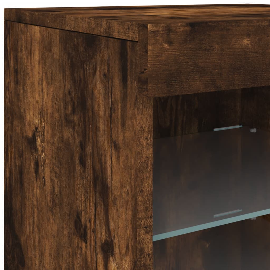 Dressoir met LED-verlichting 41x37x67 cm gerookt eikenkleurig is nu te koop bij PeponiXL, paradijselijk wonen!
