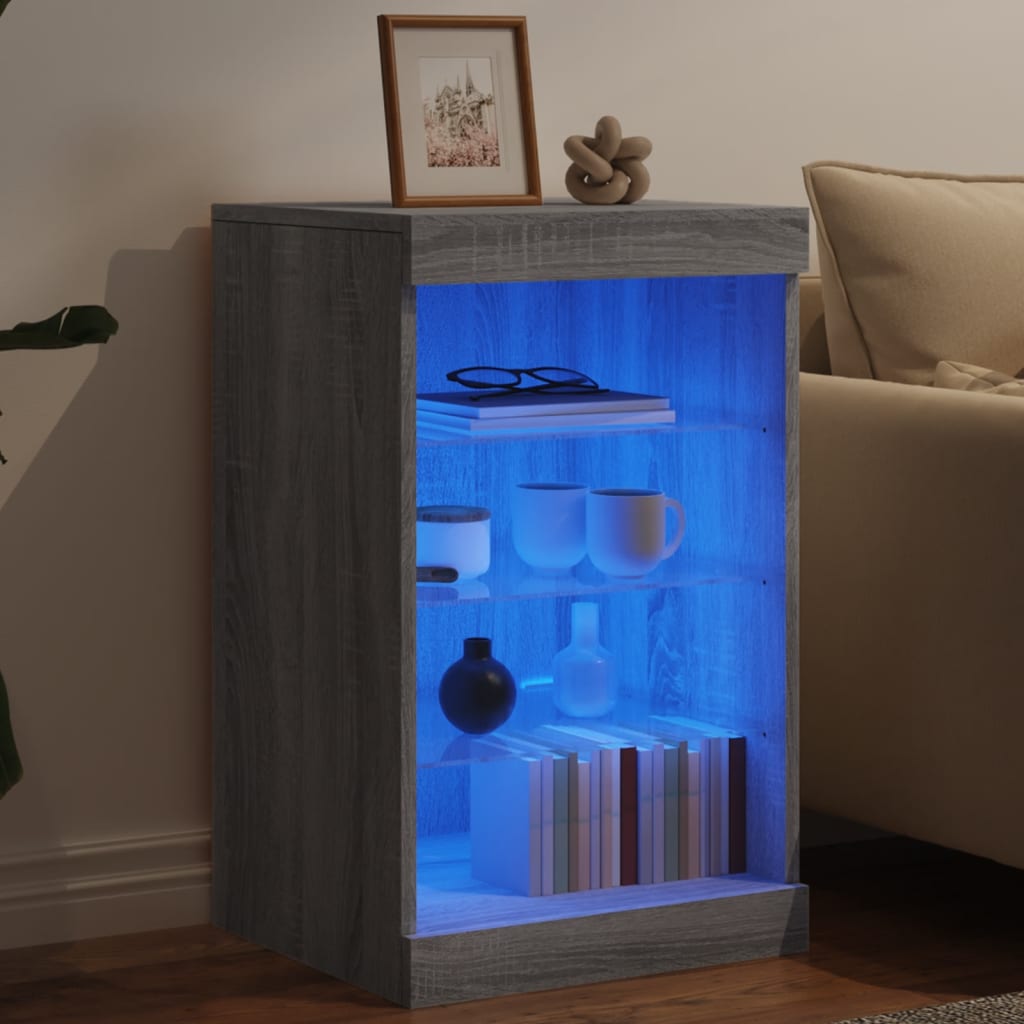 Dressoir met LED-verlichting 41x37x67 cm grijs sonoma eiken is nu te koop bij PeponiXL, paradijselijk wonen!