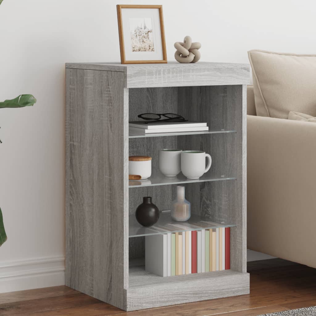Dressoir met LED-verlichting 41x37x67 cm grijs sonoma eiken is nu te koop bij PeponiXL, paradijselijk wonen!
