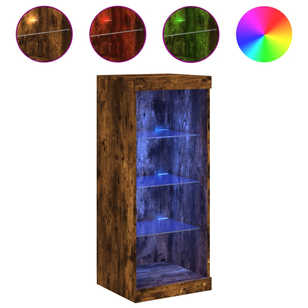 Dressoir met LED-verlichting 41x37x100 cm gerookt eikenkleurig is nu te koop bij PeponiXL, paradijselijk wonen!