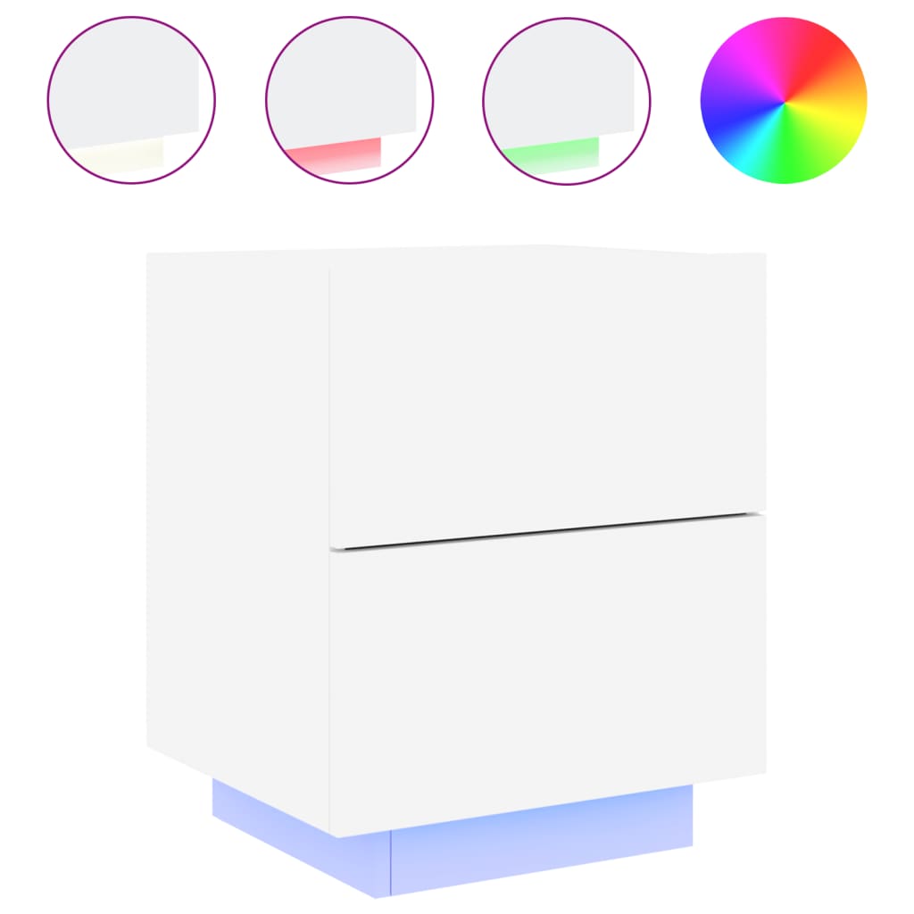 Nachtkastjes met LED-verlichting 2 st bewerkt hout wit is nu te koop bij PeponiXL, paradijselijk wonen!