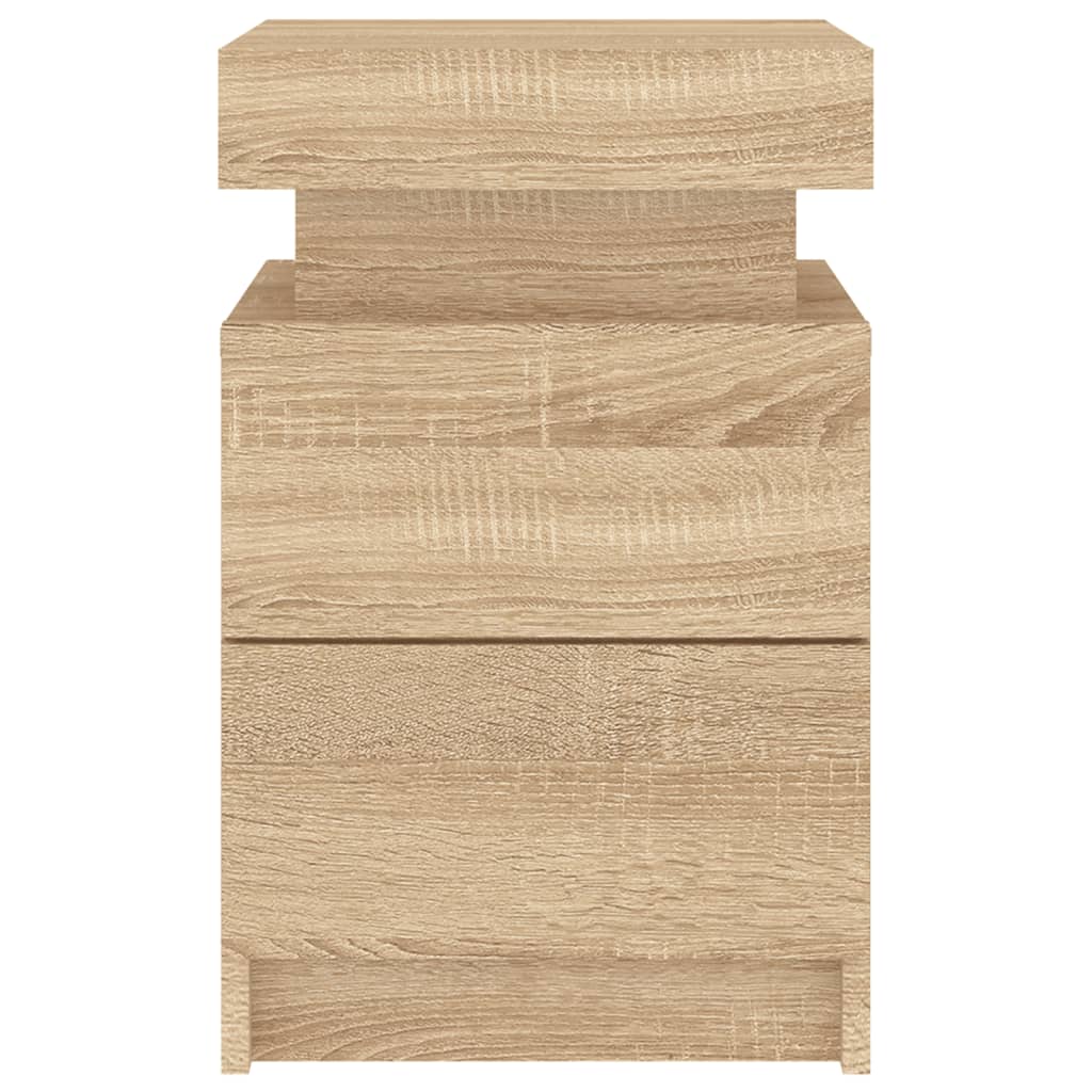 Nachtkastje met LED-verlichting 35x39x55 cm sonoma eikenkleurig is nu te koop bij PeponiXL, paradijselijk wonen!