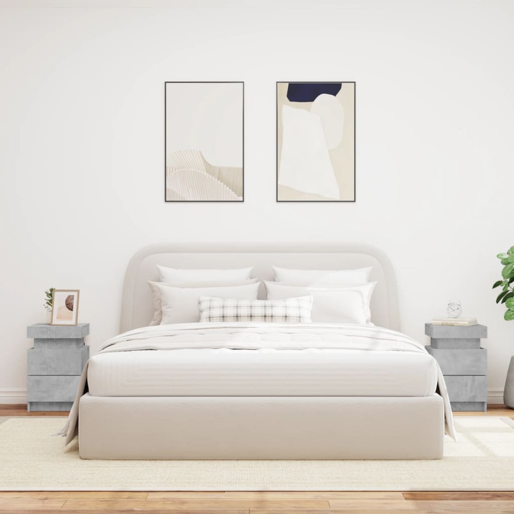 Nachtkastjes met LED-verlichting 2 st 35x39x55 cm betongrijs is nu te koop bij PeponiXL, paradijselijk wonen!