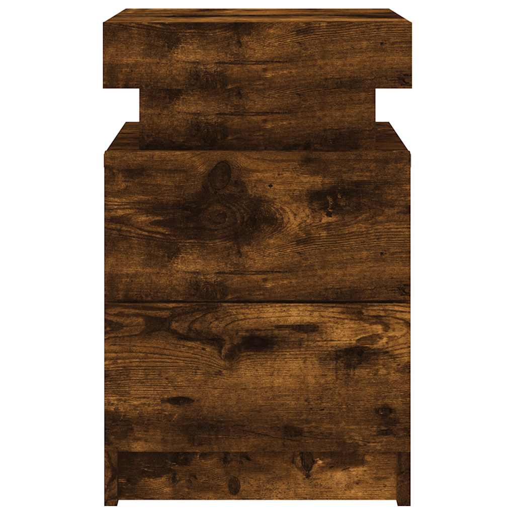 Nachtkastje met LED-verlichting 35x39x55 cm gerookt eikenkleur is nu te koop bij PeponiXL, paradijselijk wonen!