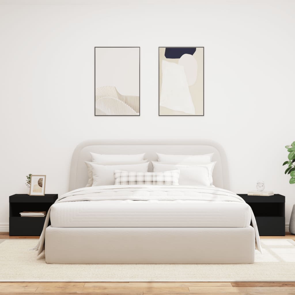 Nachtkastjes met LED-verlichting 2 st 50x40x45 cm zwart is nu te koop bij PeponiXL, paradijselijk wonen!