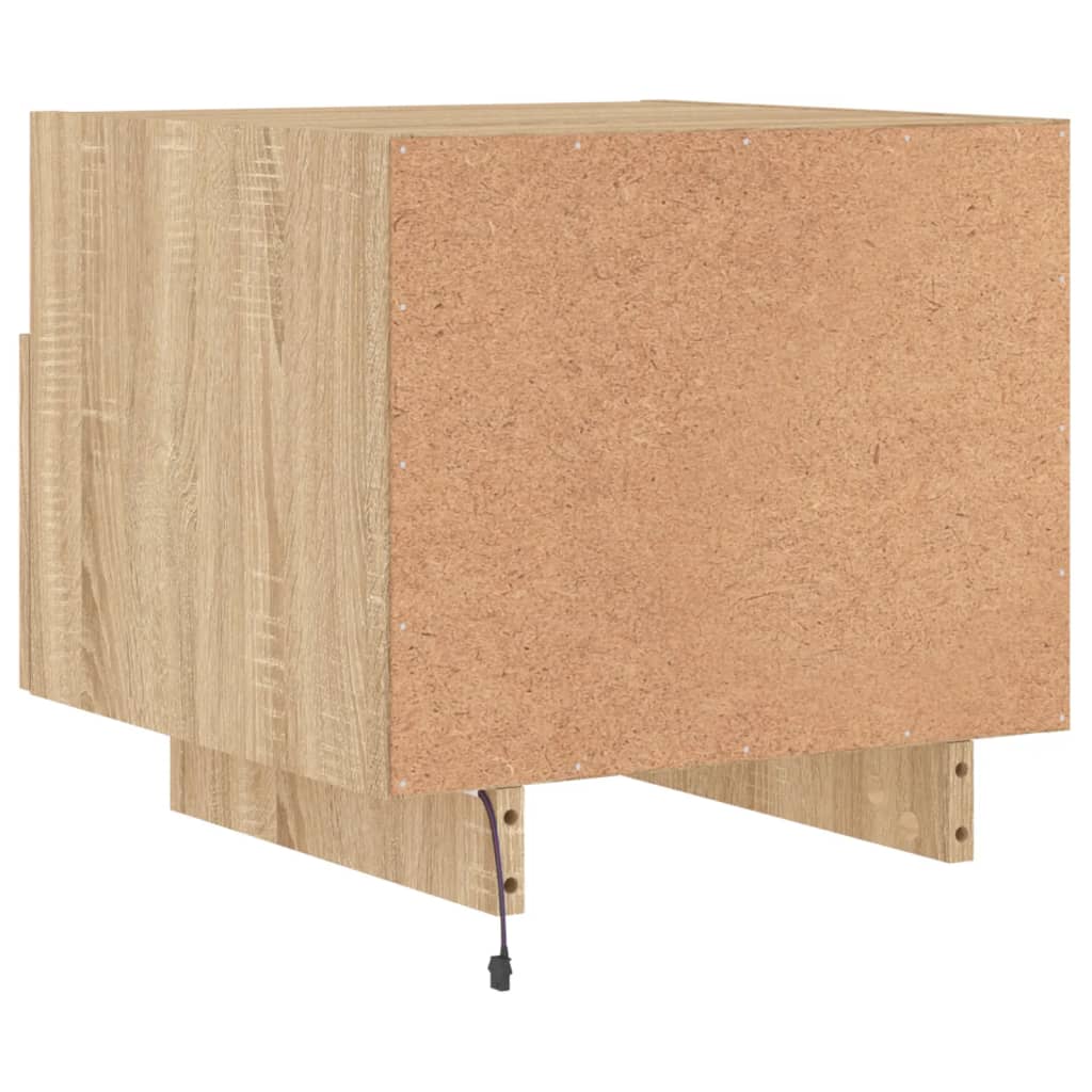Nachtkastje met LED-verlichting 40x39x37 cm sonoma eikenkleurig is nu te koop bij PeponiXL, paradijselijk wonen!