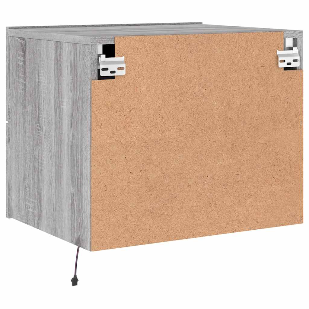 Nachtkastje met LED's wandgemonteerd grijs sonoma eikenkleurig is nu te koop bij PeponiXL, paradijselijk wonen!