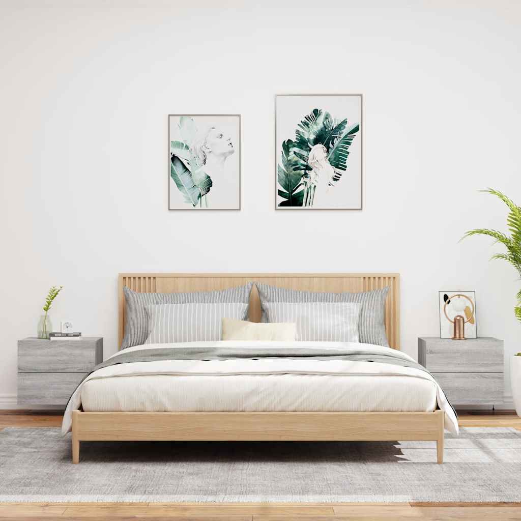 Nachtkastjes met LED's 2 st wandgemonteerd grijs sonoma eiken is nu te koop bij PeponiXL, paradijselijk wonen!