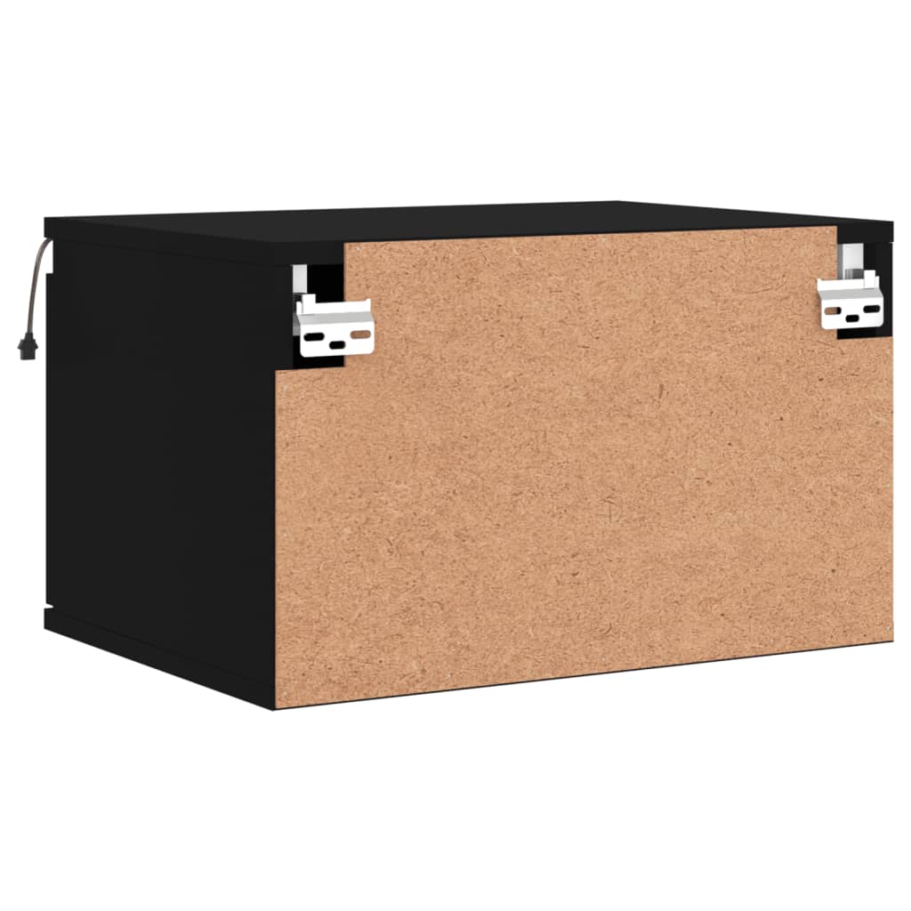 Nachtkastje met LED's wandgemonteerd zwart is nu te koop bij PeponiXL, paradijselijk wonen!