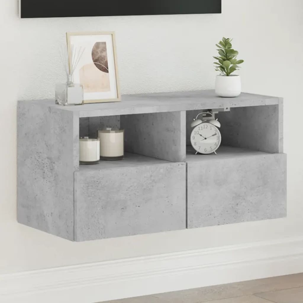 Tv-wandmeubel 60x30x30 cm bewerkt hout betongrijs is nu te koop bij PeponiXL, paradijselijk wonen!
