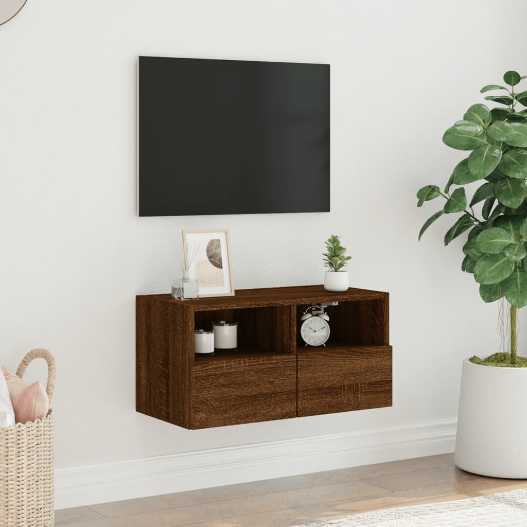 Tv-wandmeubel 60x30x30 cm bewerkt hout bruin eikenkleur is nu te koop bij PeponiXL, paradijselijk wonen!