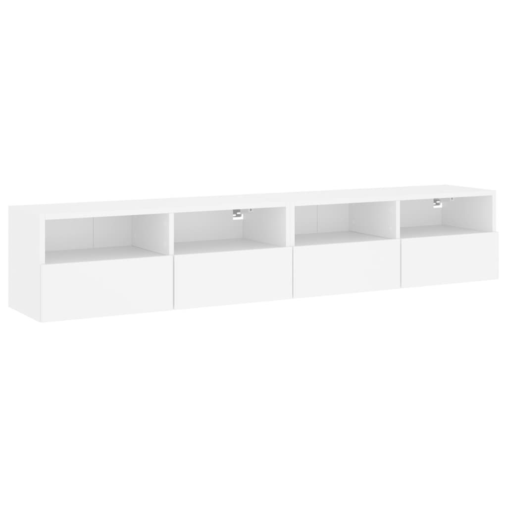 Tv-wandmeubels 2 st 80x30x30 cm bewerkt hout wit is nu te koop bij PeponiXL, paradijselijk wonen!