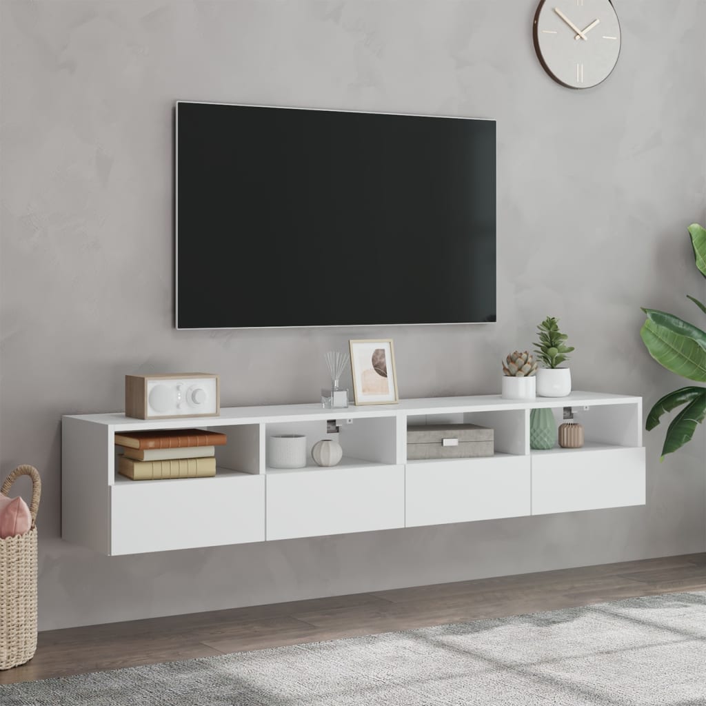 Tv-wandmeubels 2 st 80x30x30 cm bewerkt hout wit is nu te koop bij PeponiXL, paradijselijk wonen!
