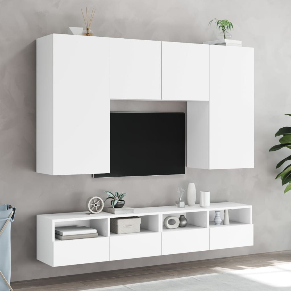 Tv-wandmeubels 2 st 80x30x30 cm bewerkt hout wit is nu te koop bij PeponiXL, paradijselijk wonen!