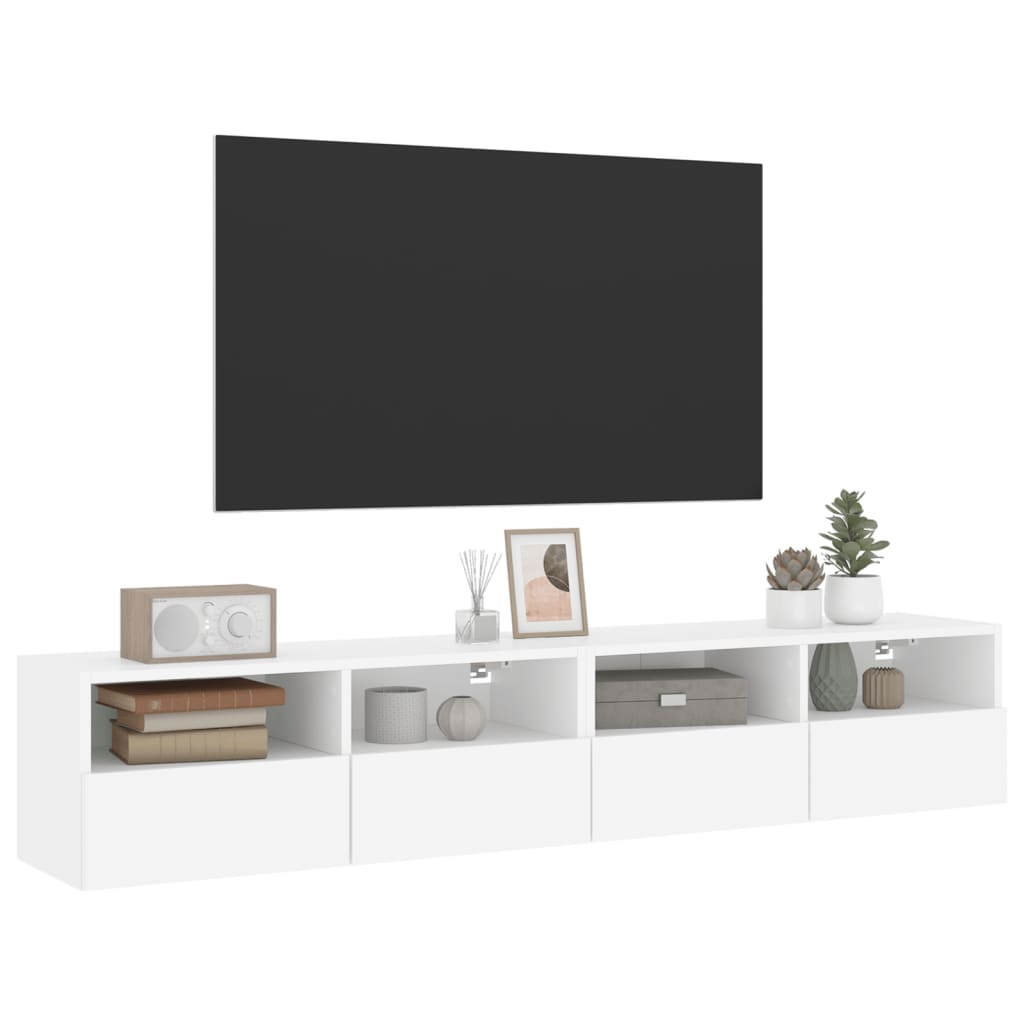 Tv-wandmeubels 2 st 80x30x30 cm bewerkt hout wit is nu te koop bij PeponiXL, paradijselijk wonen!