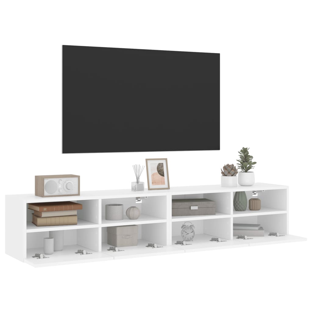 Tv-wandmeubels 2 st 80x30x30 cm bewerkt hout wit is nu te koop bij PeponiXL, paradijselijk wonen!