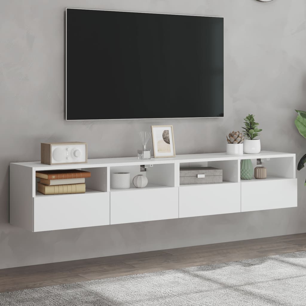 Tv-wandmeubels 2 st 80x30x30 cm bewerkt hout wit is nu te koop bij PeponiXL, paradijselijk wonen!