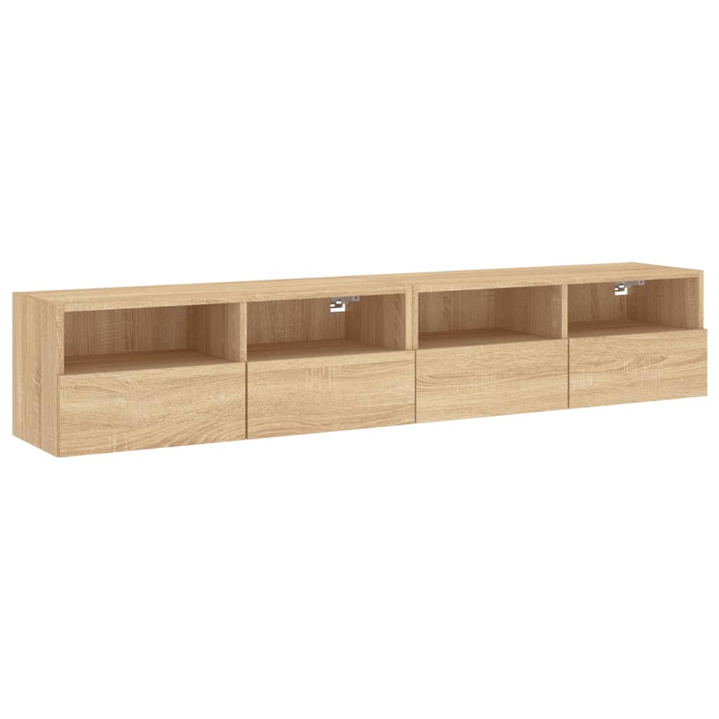 Tv-wandmeubels 2 st 80x30x30 cm bewerkt hout sonoma eikenkleur is nu te koop bij PeponiXL, paradijselijk wonen!