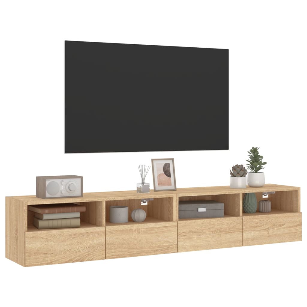 Tv-wandmeubels 2 st 80x30x30 cm bewerkt hout sonoma eikenkleur is nu te koop bij PeponiXL, paradijselijk wonen!