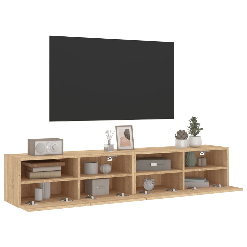Tv-wandmeubels 2 st 80x30x30 cm bewerkt hout sonoma eikenkleur is nu te koop bij PeponiXL, paradijselijk wonen!