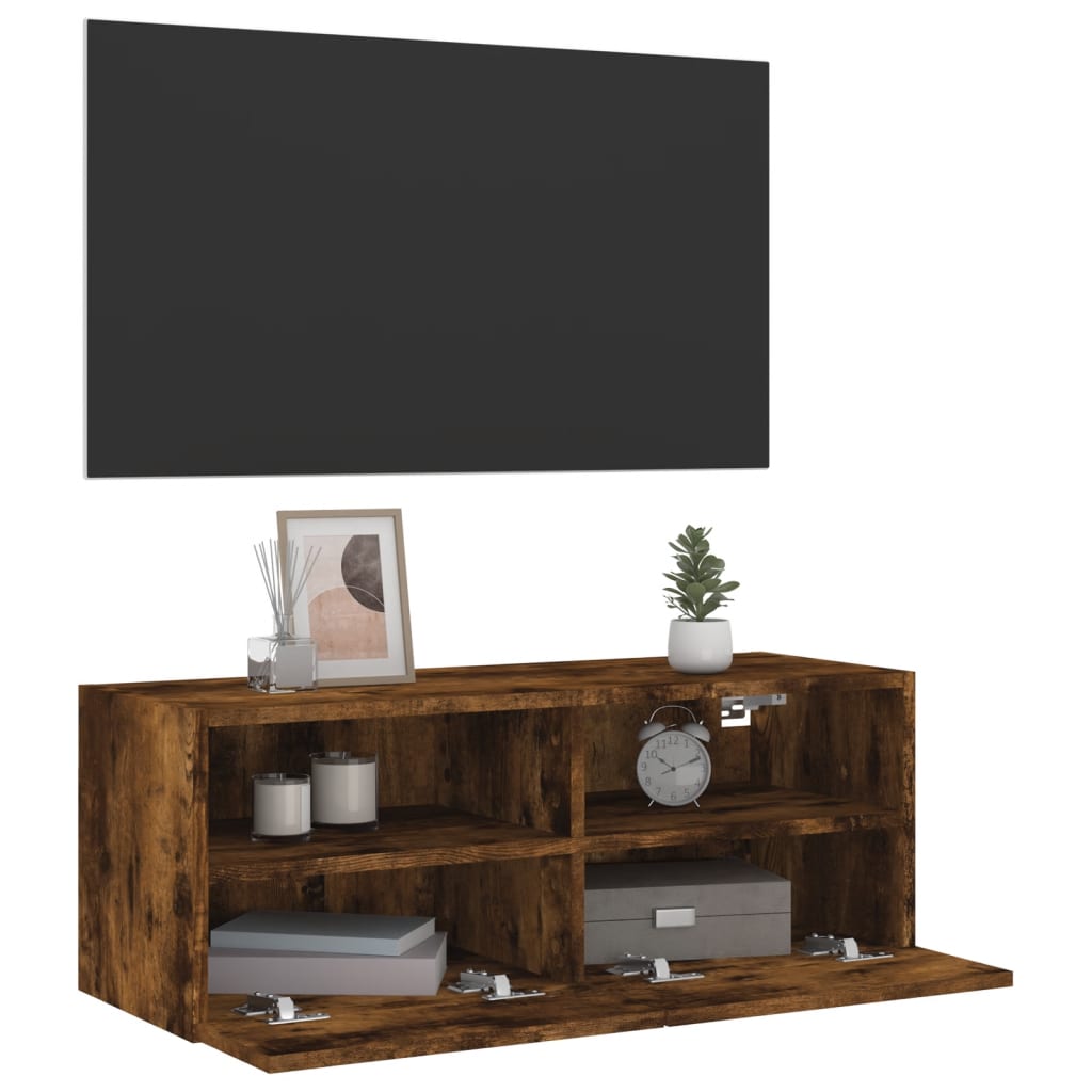 Tv-wandmeubel 80x30x30 cm bewerkt hout gerookt eikenkleurig is nu te koop bij PeponiXL, paradijselijk wonen!