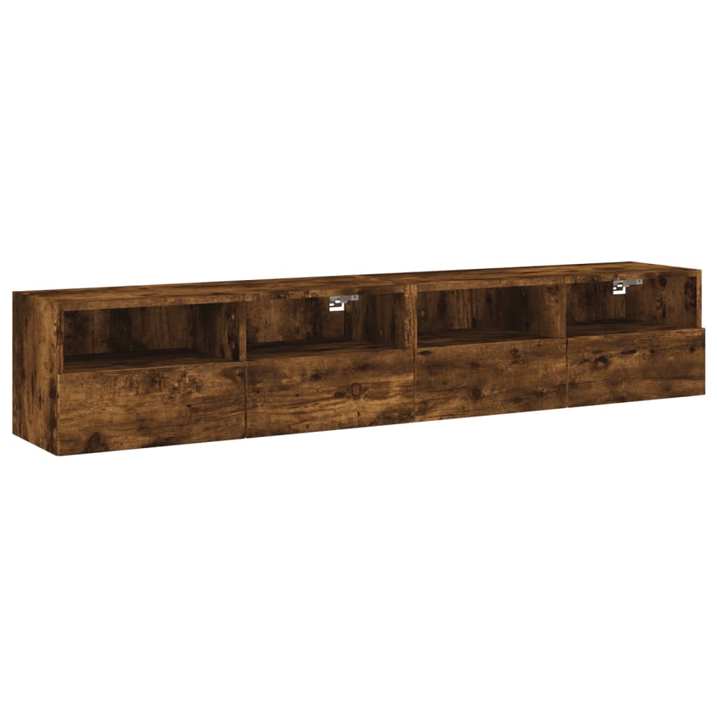 Tv-wandmeubels 2 st 80x30x30 cm bewerkt hout gerookt eikenkleur is nu te koop bij PeponiXL, paradijselijk wonen!
