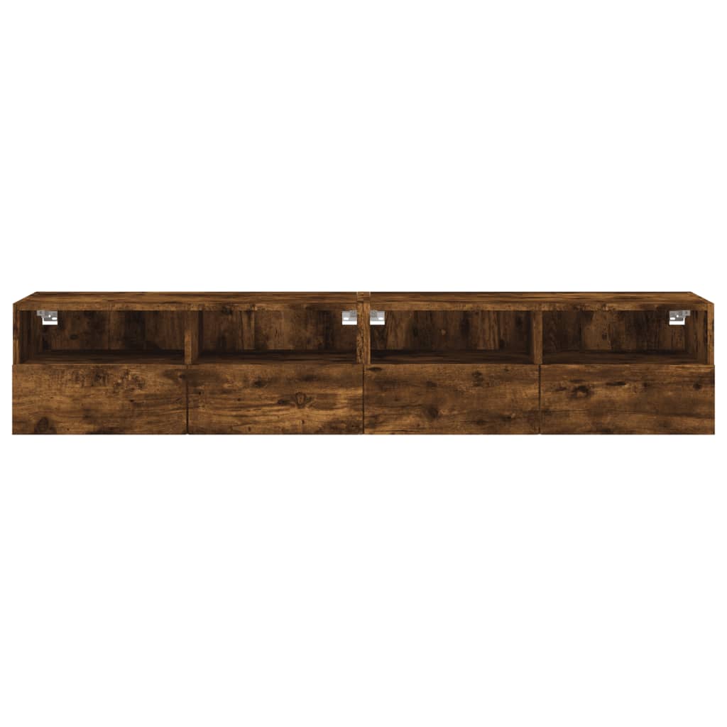 Tv-wandmeubels 2 st 80x30x30 cm bewerkt hout gerookt eikenkleur is nu te koop bij PeponiXL, paradijselijk wonen!