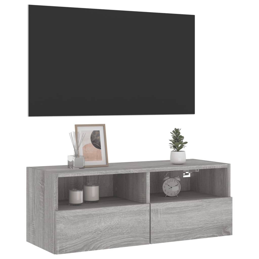 Tv-wandmeubel 80x30x30 cm bewerkt hout grijs sonoma eikenkleur is nu te koop bij PeponiXL, paradijselijk wonen!