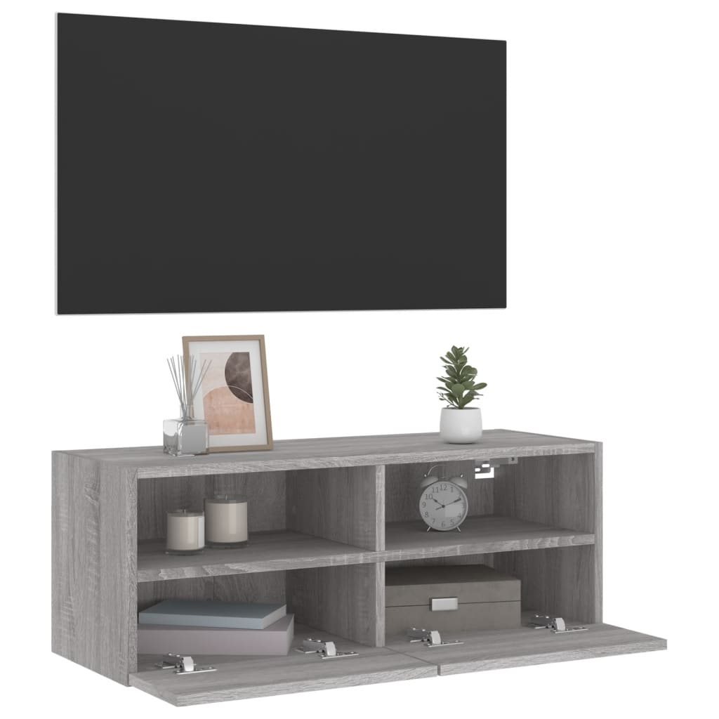 Tv-wandmeubel 80x30x30 cm bewerkt hout grijs sonoma eikenkleur is nu te koop bij PeponiXL, paradijselijk wonen!