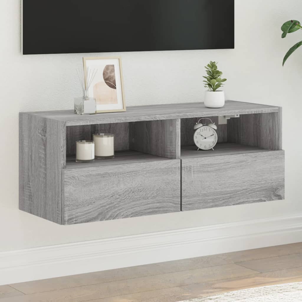 Tv-wandmeubel 80x30x30 cm bewerkt hout grijs sonoma eikenkleur is nu te koop bij PeponiXL, paradijselijk wonen!