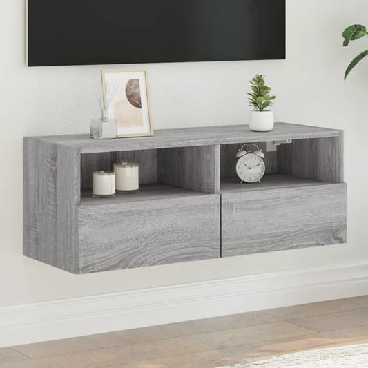 Tv-wandmeubel 80x30x30 cm bewerkt hout grijs sonoma eikenkleur is nu te koop bij PeponiXL, paradijselijk wonen!
