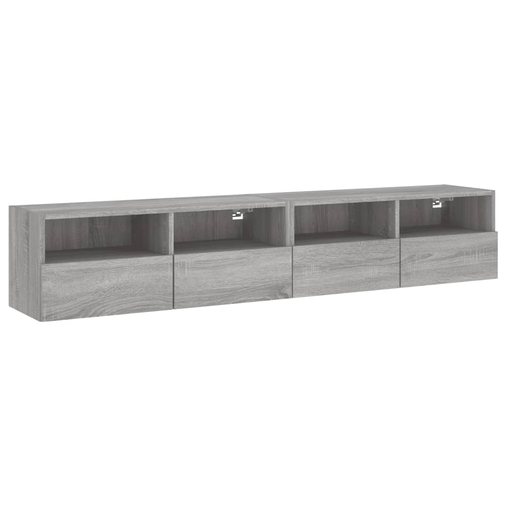 Tv-wandmeubels 2 st 80x30x30 cm bewerkt hout grijs sonoma eiken is nu te koop bij PeponiXL, paradijselijk wonen!