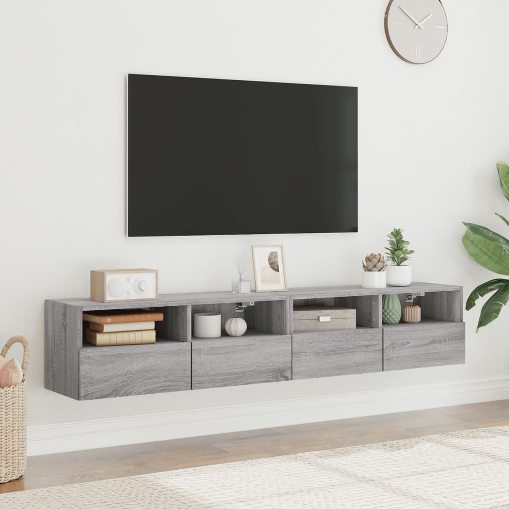 Tv-wandmeubels 2 st 80x30x30 cm bewerkt hout grijs sonoma eiken is nu te koop bij PeponiXL, paradijselijk wonen!