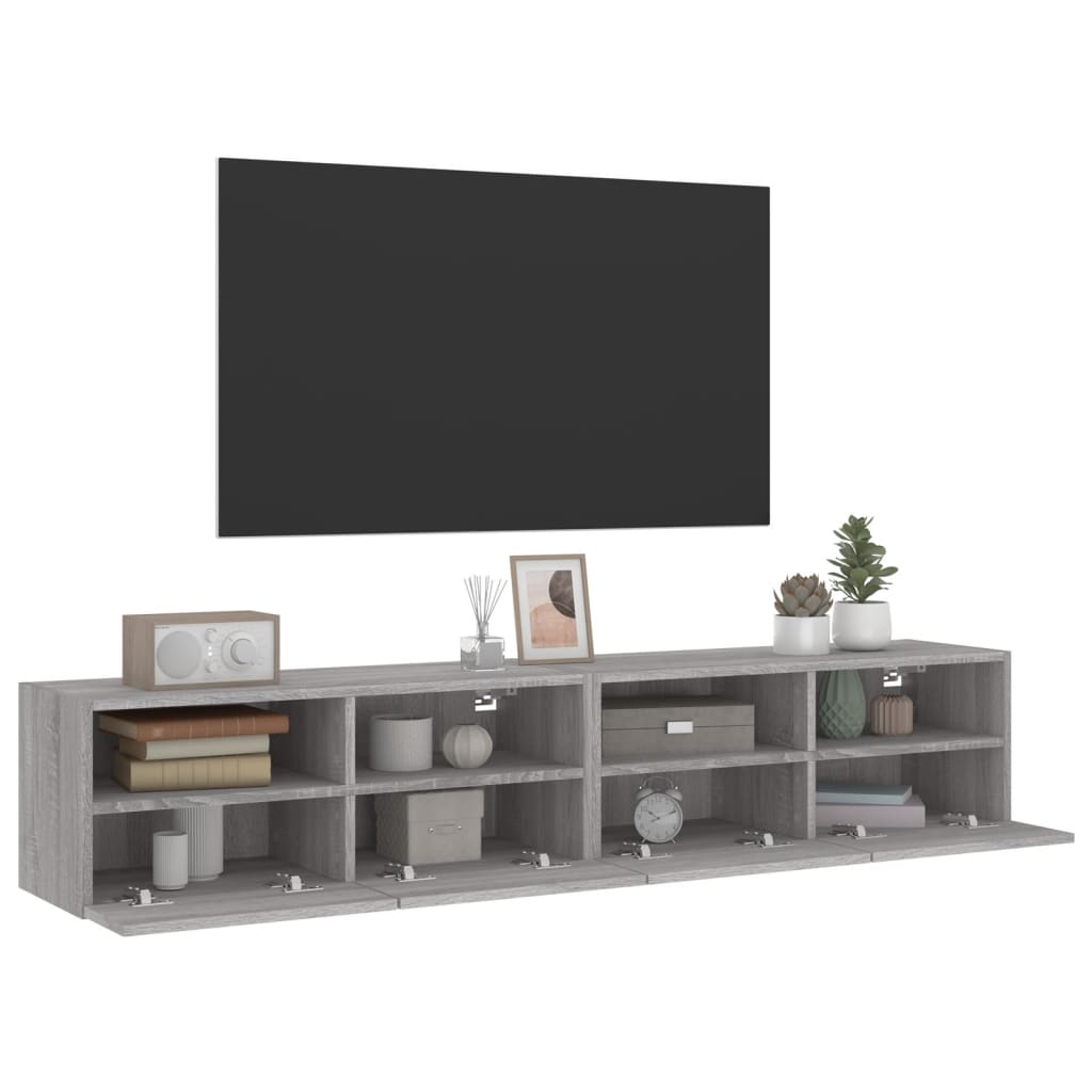 Tv-wandmeubels 2 st 80x30x30 cm bewerkt hout grijs sonoma eiken is nu te koop bij PeponiXL, paradijselijk wonen!