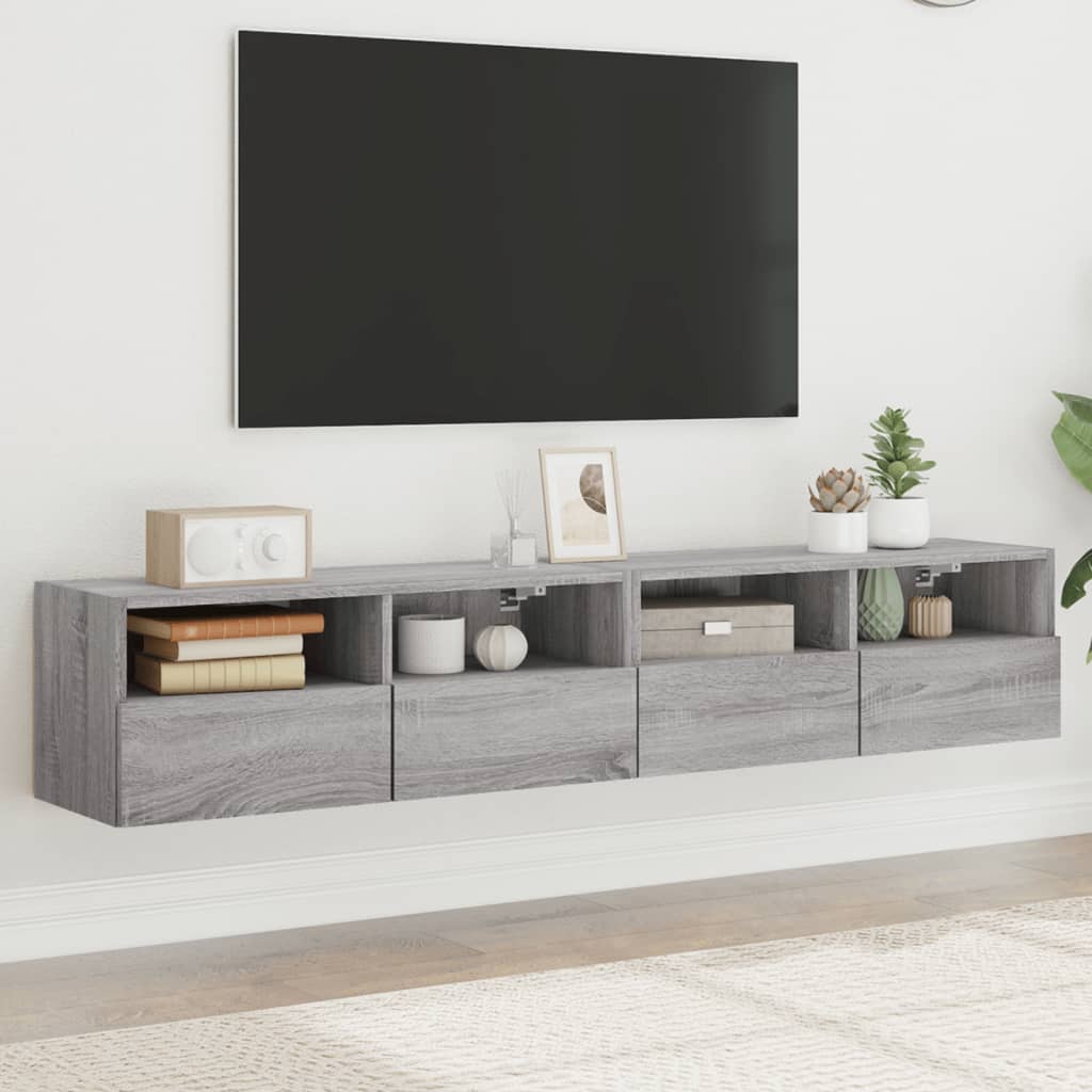 Tv-wandmeubels 2 st 80x30x30 cm bewerkt hout grijs sonoma eiken is nu te koop bij PeponiXL, paradijselijk wonen!