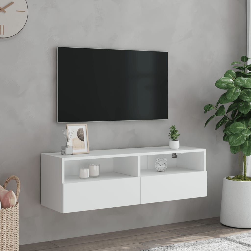 Tv-wandmeubel 100x30x30 cm bewerkt hout wit is nu te koop bij PeponiXL, paradijselijk wonen!
