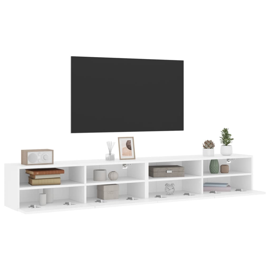 Tv-wandmeubels 2 st 100x30x30 cm bewerkt hout wit is nu te koop bij PeponiXL, paradijselijk wonen!