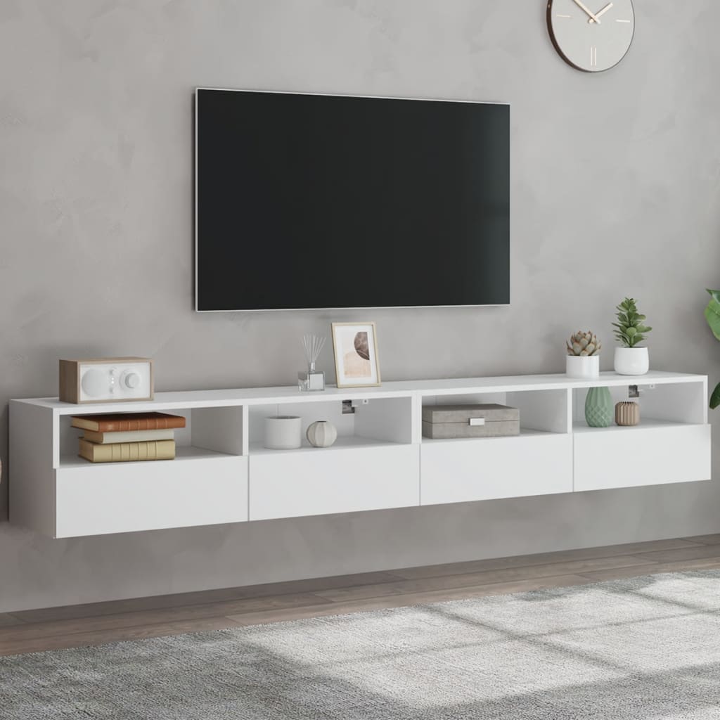 Tv-wandmeubels 2 st 100x30x30 cm bewerkt hout wit is nu te koop bij PeponiXL, paradijselijk wonen!