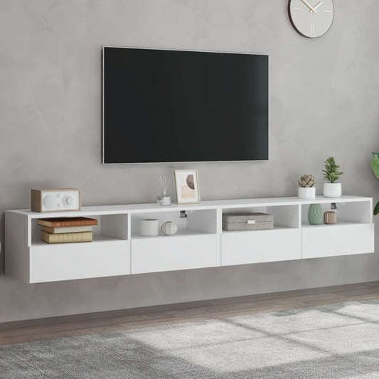 Tv-wandmeubels 2 st 100x30x30 cm bewerkt hout wit is nu te koop bij PeponiXL, paradijselijk wonen!