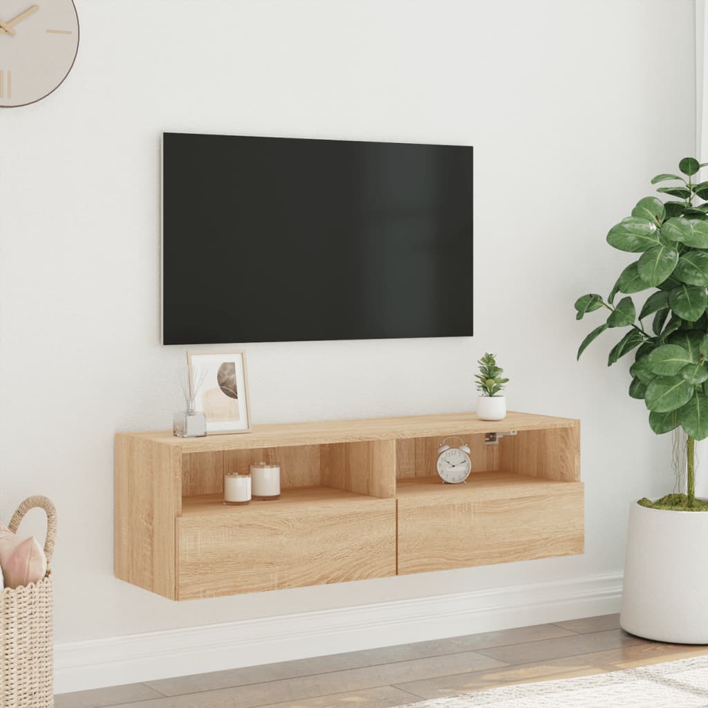 Tv-wandmeubel 100x30x30 cm bewerkt hout sonoma eikenkleurig is nu te koop bij PeponiXL, paradijselijk wonen!