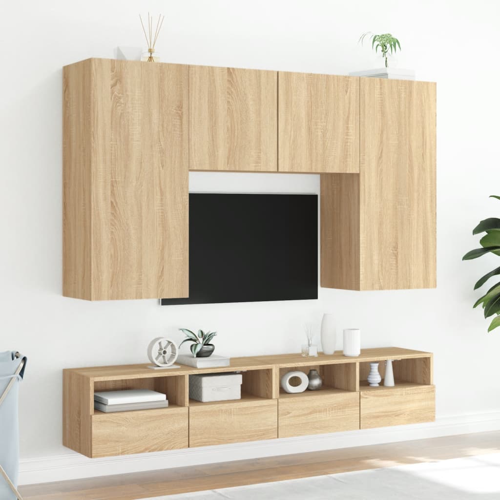 Tv-wandmeubel 100x30x30 cm bewerkt hout sonoma eikenkleurig is nu te koop bij PeponiXL, paradijselijk wonen!