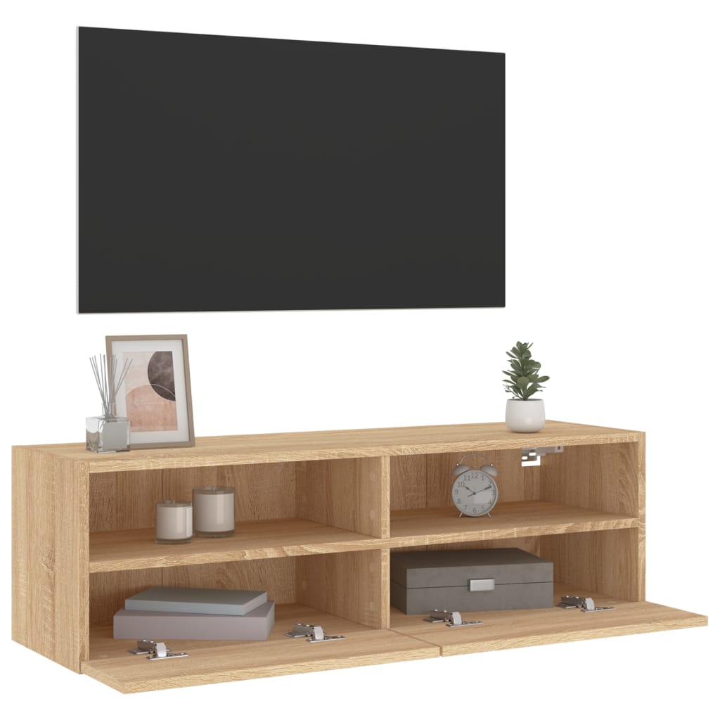 Tv-wandmeubel 100x30x30 cm bewerkt hout sonoma eikenkleurig is nu te koop bij PeponiXL, paradijselijk wonen!