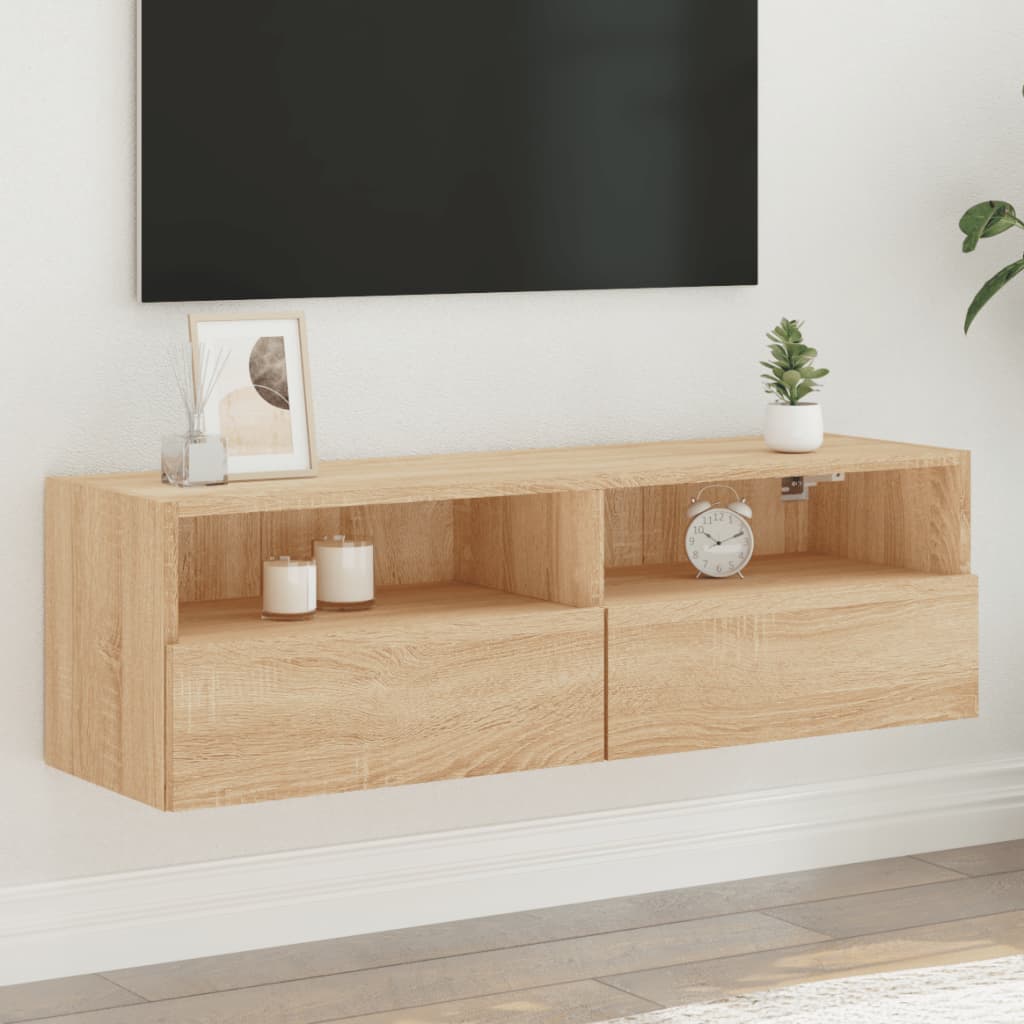 Tv-wandmeubel 100x30x30 cm bewerkt hout sonoma eikenkleurig is nu te koop bij PeponiXL, paradijselijk wonen!
