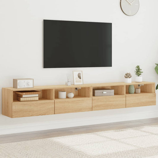 Tv-wandmeubels 2 st 100x30x30 cm hout sonoma eikenkleurig is nu te koop bij PeponiXL, paradijselijk wonen!
