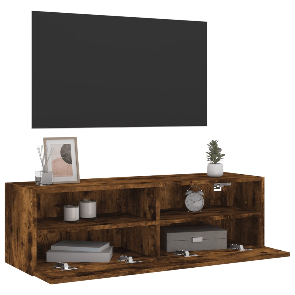 Tv-wandmeubel 100x30x30 cm bewerkt hout gerookt eikenkleurig is nu te koop bij PeponiXL, paradijselijk wonen!